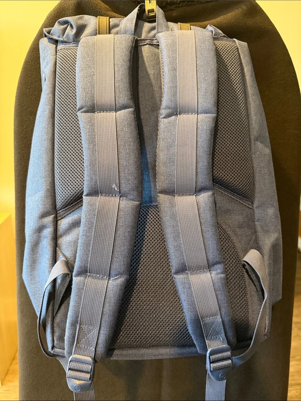 Herschel Supply Company Blue Canvas Backpack with Olive Straps